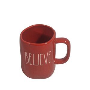 Rae Dunn BELIEVE Red Ceramic Mug Farmhouse Chic